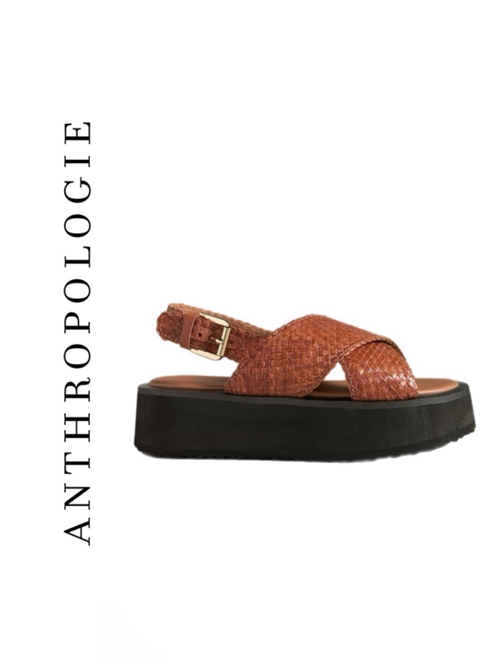 Anthropologie Maeve Cross-Strap Platform Sandals US 10-10.5